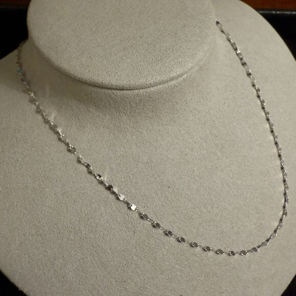 14k Solid White Gold Mirror Valentino 1.8mm 16in Necklace~NEW - Picture 6 of 9